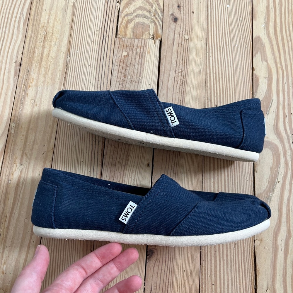 TOMS Navy Blue Canvas Alpargata Slip On Loafer Elephant Print Lining Womens 7.5 - Picture 8 of 8